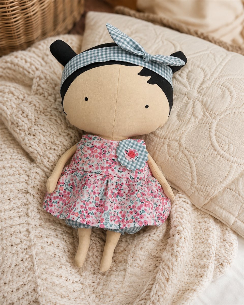 Muñeca con flores hecho a mano