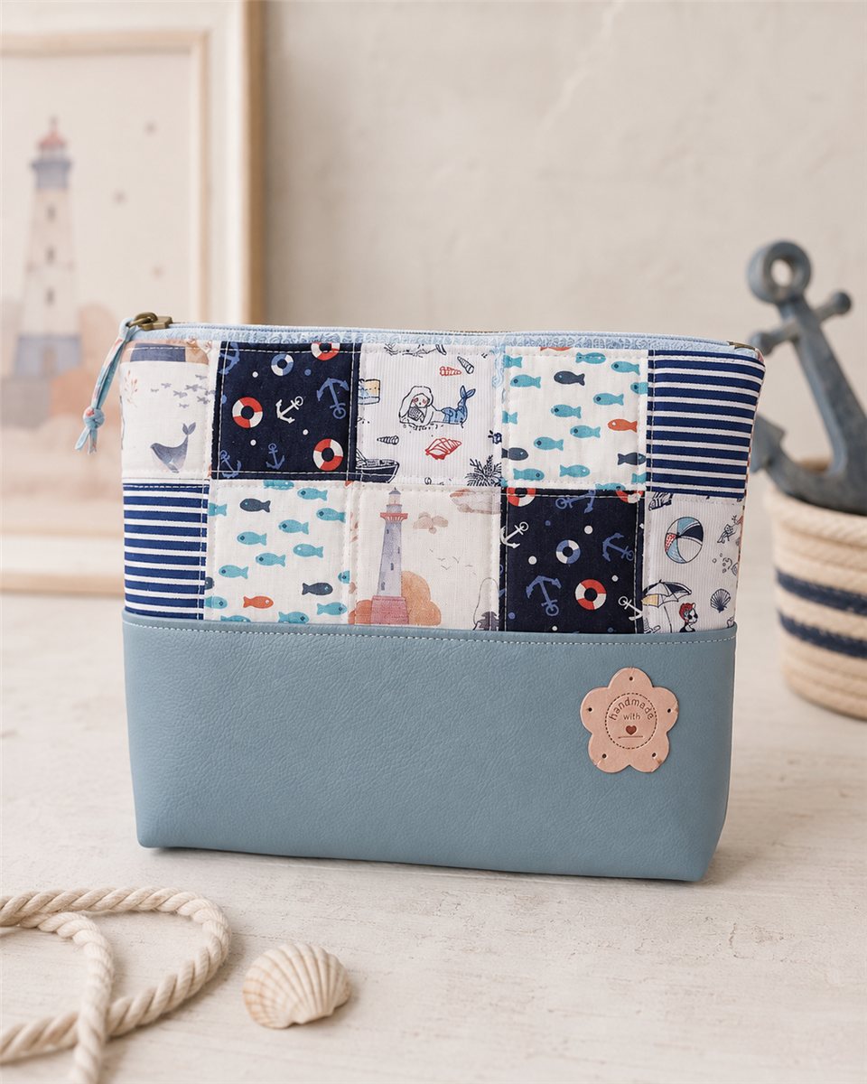 Neceser marinero de patchwork hecho a mano