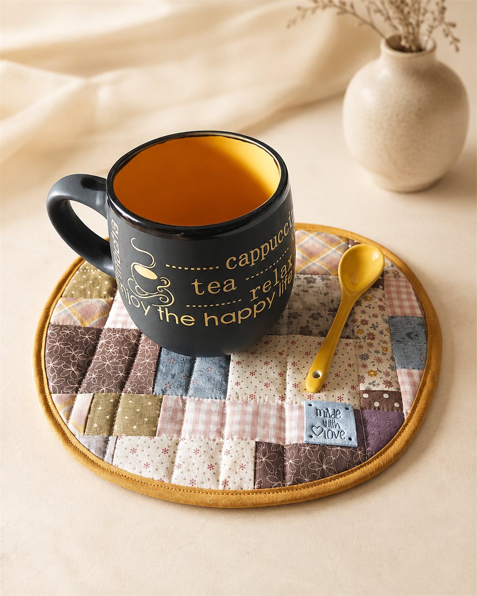 Mantel individual redondo de patchwork
