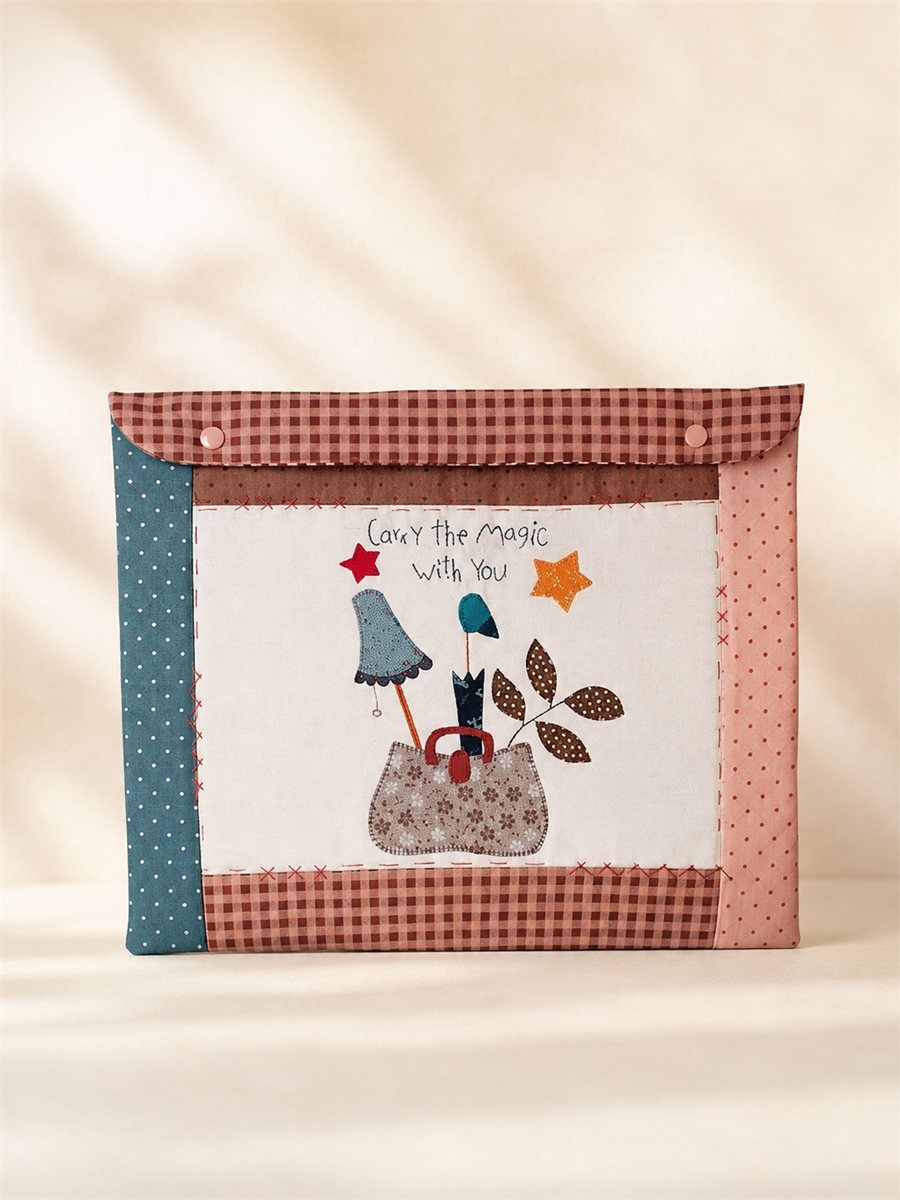 Funda de patchwork para tabla de luz, con aplicación de bolso y estrellas